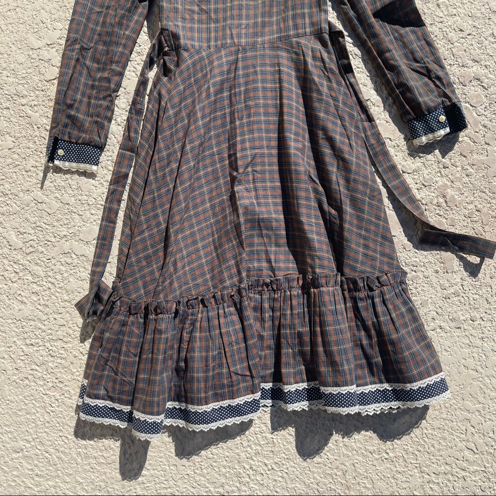 Gunne Sax by Jessica San Fran vintage plaid velvet trim RARE dress - Picture 7 of 10